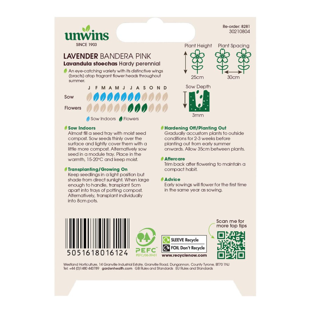 Unwins Lavender Bandera Deep Pink Seeds 5051618016124 2